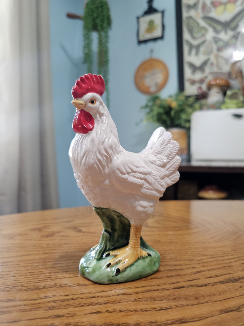 Vintage 40s Lefton Ceramic White Rooster Figurine Statue Farmhouse Cottagecore